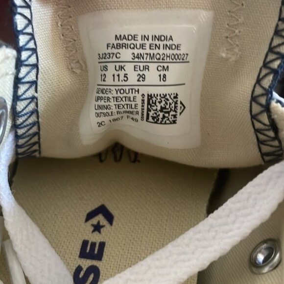 Converse Boys Navy Tie Up Sneakers Navy New Size 12 - Picture 5 of 5